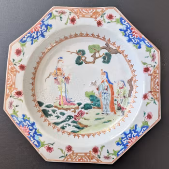Chinese Antique famille rose plate with figures, Qianlong Period #2880