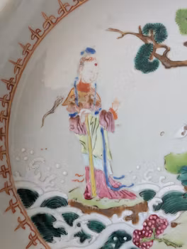 Chinese Antique famille rose plate with figures, Qianlong Period #2880