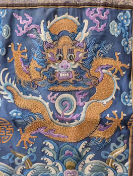 Chinese Antique silk embroidery, Jifu / Dragon robe fragment, 19th century Qing Dynasty #2882