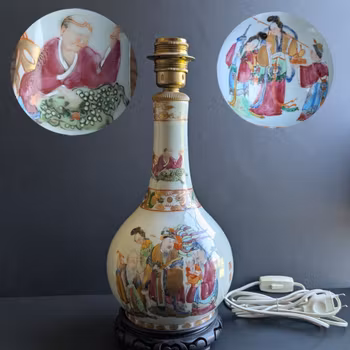 Chinese Antique bottle vase / lampfoot, 19th c #2890