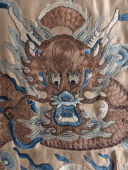 Chinese Antique silk embroidery, Jifu / Dragon robe fragment, 18th / 19th century Qing Dynasty #2891