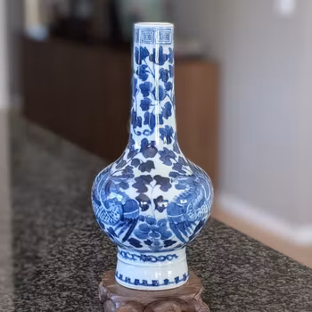 Chinese antique porcelain blue and white vase with Double phoenix #2898
