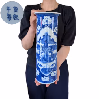 Chinese antique sleeve vase decorated with landscape scene, Late Qing Dynasty #2899