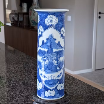 Chinese antique sleeve vase decorated with landscape scene, Late Qing Dynasty #2899