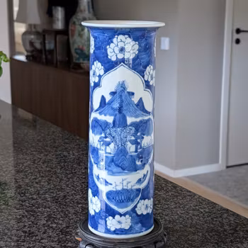 Chinese antique sleeve vase decorated with landscape scene, Late Qing Dynasty #2899