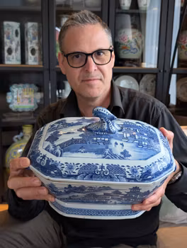 Large antique Chinese Export Blue and White Porcelain Tureen, Qianlong period #2907