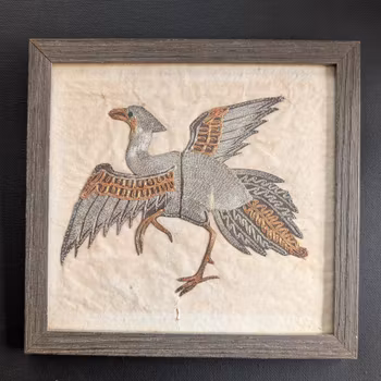 Chinese antique Civilian Rank bird with gold and silver thread embroidery 19c #2908