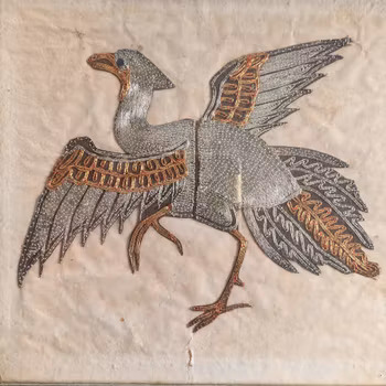 Chinese antique Civilian Rank bird with gold and silver thread embroidery 19c #2908