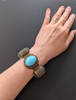 Chinese filigree handmade silver jewelry bracelet with natural turquoise #2926