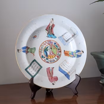 Chinese Antique Wu Shuang Pu deep plate, 19th century #2936 无双谱风格