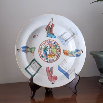 Chinese Antique Wu Shuang Pu deep plate, 19th century #2936 无双谱风格