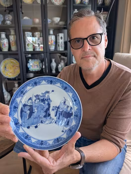 Chinese antique porcelain blue and white plate, Second half of 19th century  福禄寿#2959