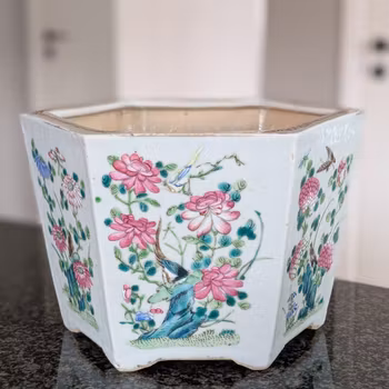 Chinese antique famille rose planter, 19th century  #2977