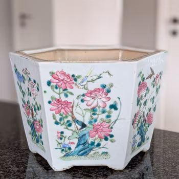 Chinese antique famille rose planter, 19th century  #2977