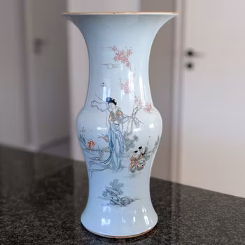 Chinese antique yan yan vase with Magu and children, Late Qing / Republic #2979
