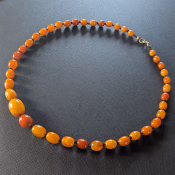 Natural Amber necklace antique from Denmark baltic amber egg yolk 20.42g #2992