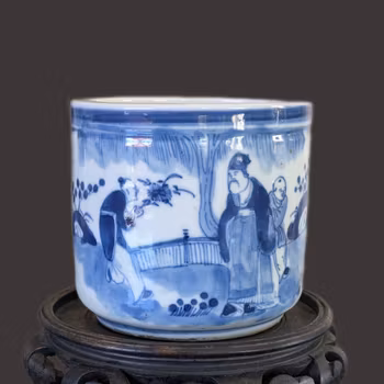 Chinese antique blue and white planter, Late Qing #2995