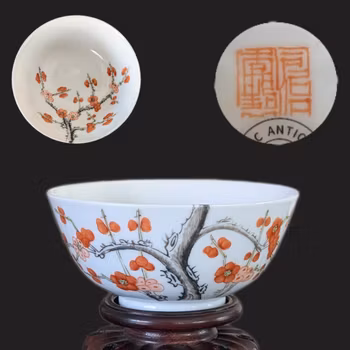 Chinese antique bowl decorated with cherry flowers, 19th century #2998