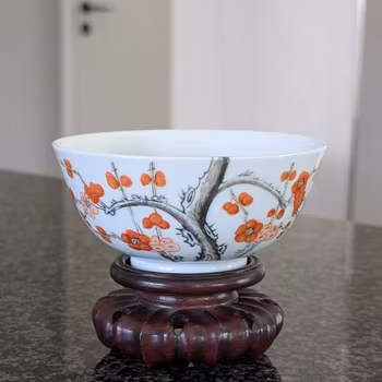 Chinese antique bowl decorated with cherry flowers, 19th century #2998