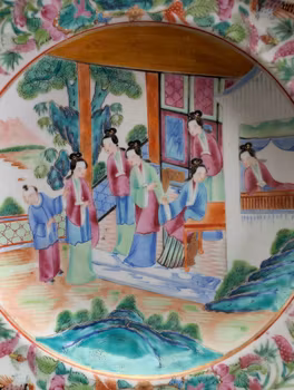 Chinese antique rose mandarin plate, Daoguang period #3010