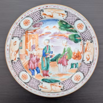 Chinese antique rose mandarin dish with child playing kite #3016