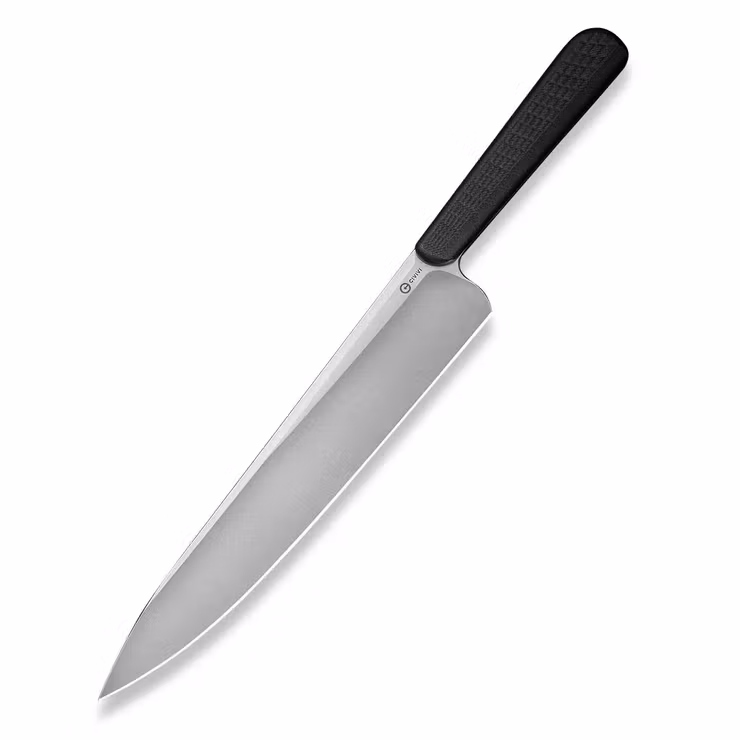 CIVIVI Cibus kockkniv 20 cm med satinslipat blad i 14C28N och svart G10-handtag med rutmönster