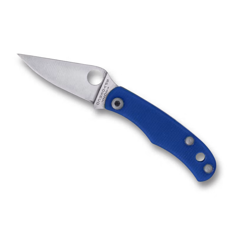 Spyderco Bug G-10 Blue liten fällkniv med blått G10-handtag, tumhål i bladet och hål för nyckelring