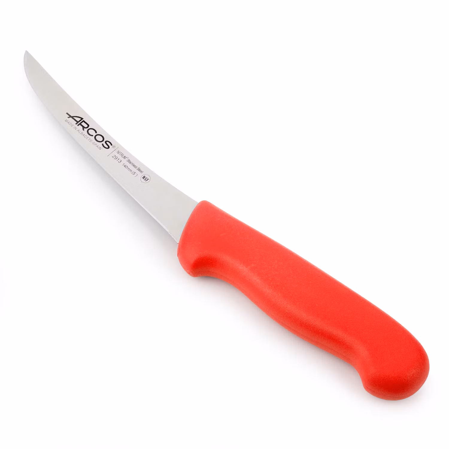 Arcos 2900 Urbeningskniv Svängt Blad 14 cm Röd HACCP-godkänd