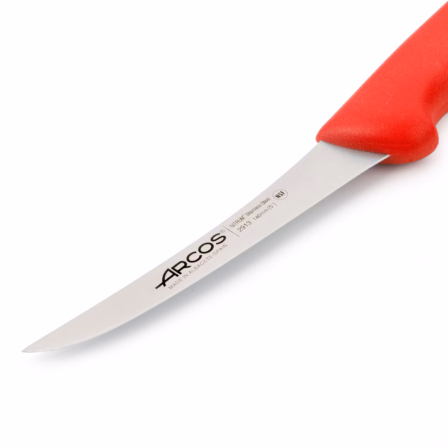 Arcos 2900 Urbeningskniv Svängt Blad 14 cm Röd HACCP-godkänd