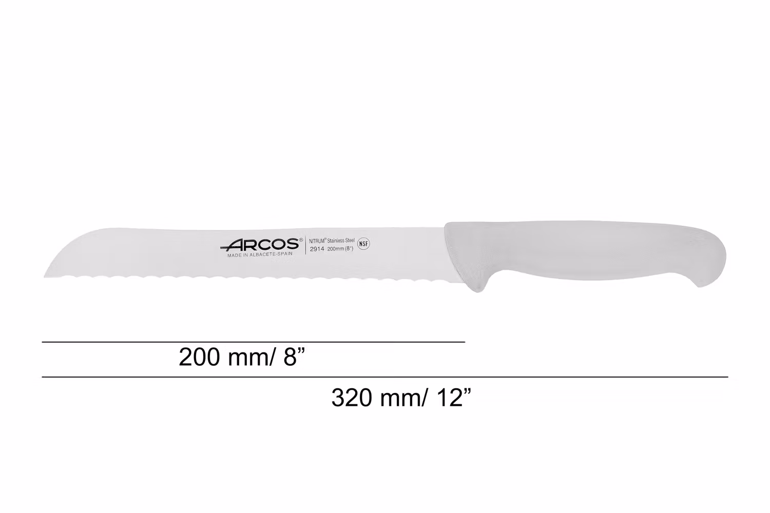 Arcos 2900 Brödkniv 20 cm Vit HACCP-godkänd