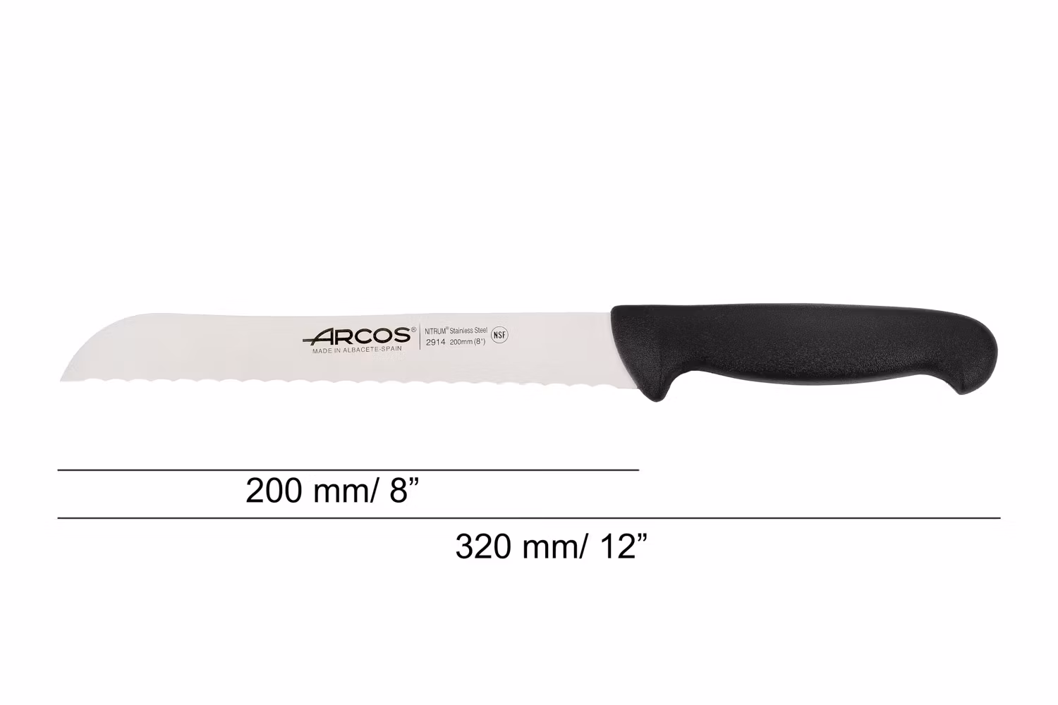 Arcos 2900 Brödkniv 20 cm Svart