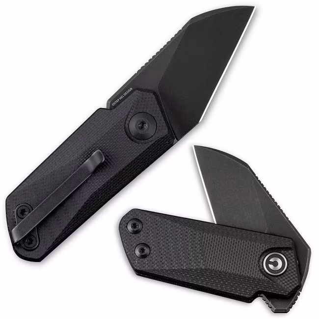 CIVIVI Ki-V liten fällkniv med svart G10-handtag och svart blad