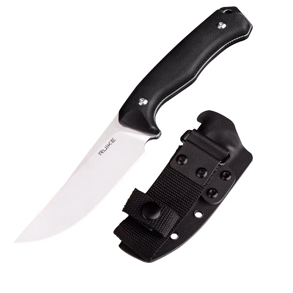 Ruike F186-MB kniv med fast drop point-blad i D2, Micarta-handtag och stentvättad yta