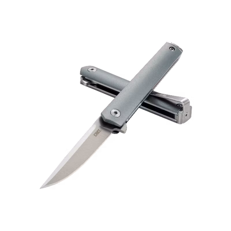 CRKT CEO Compact Blue fällkniv med smalt blått FRN-handtag och blankt drop point-blad