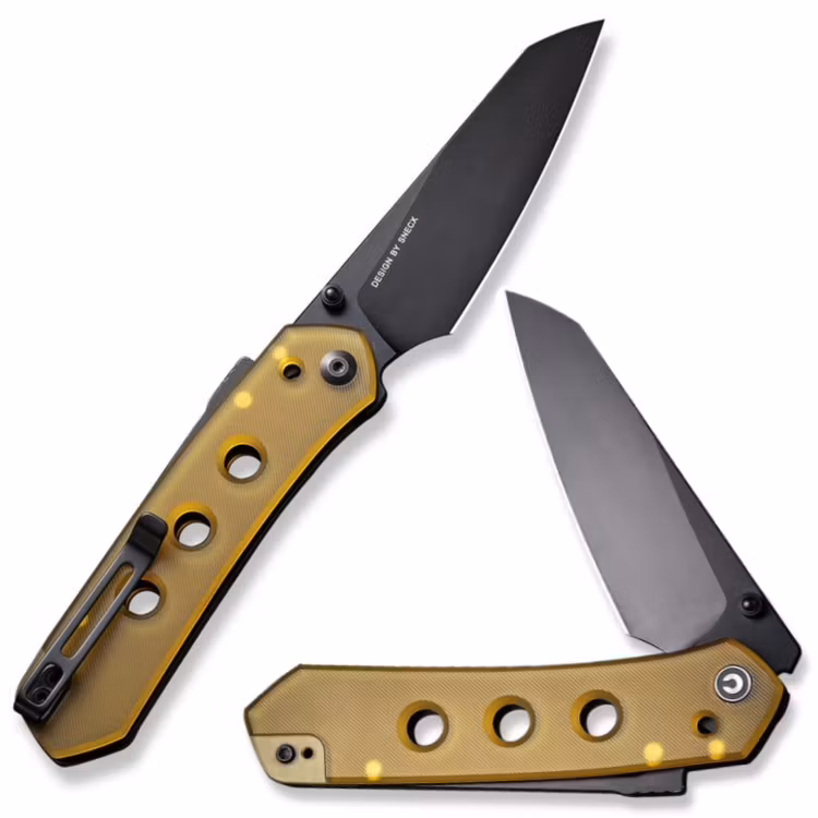 CIVIVI Vision FG fällkniv med matt bärnstensfärgat Ultem-handtag och svart blad