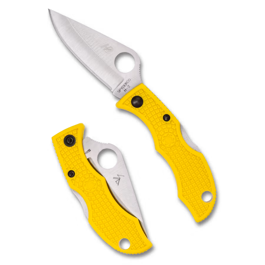 Spyderco Ladybug 3 Salt liten fällkniv med gult FRN-handtag och blad i H-2