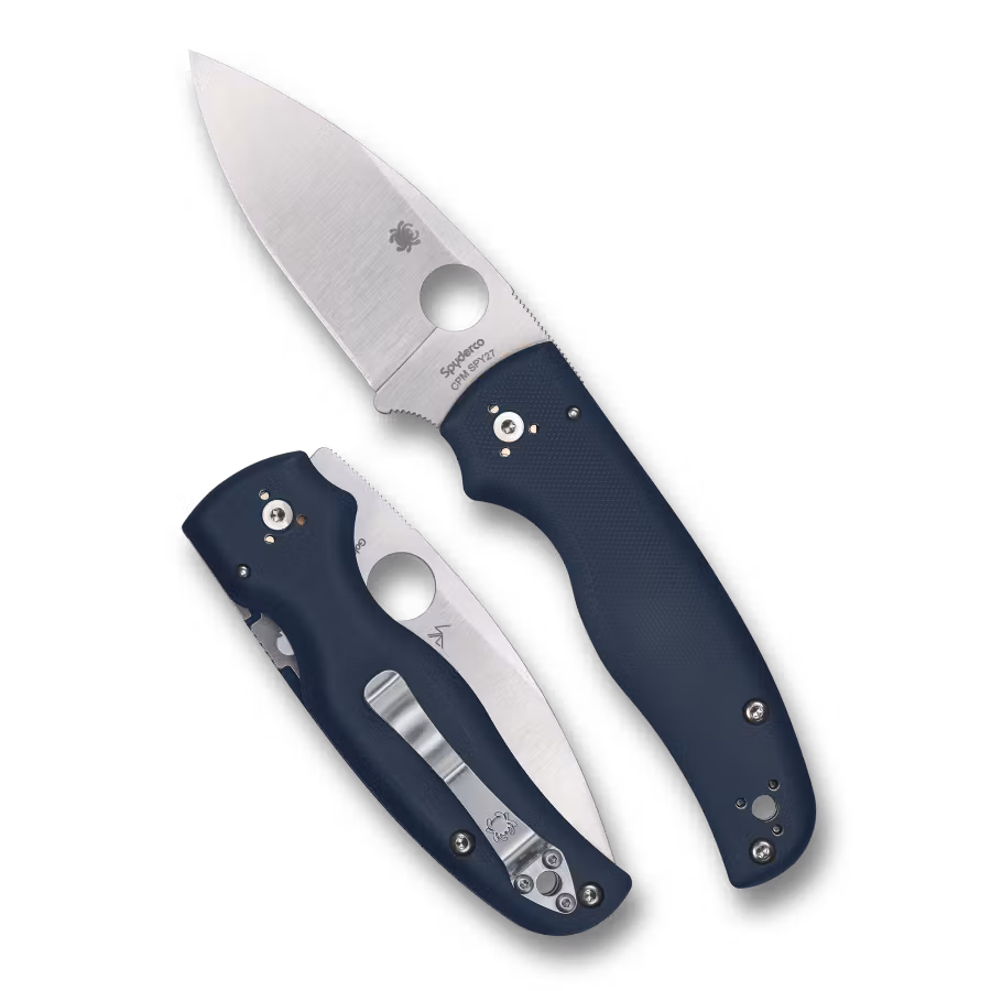 Spyderco Shaman fällkniv med koboltblått G10-handtag och satinerat blad i CPM SPY27