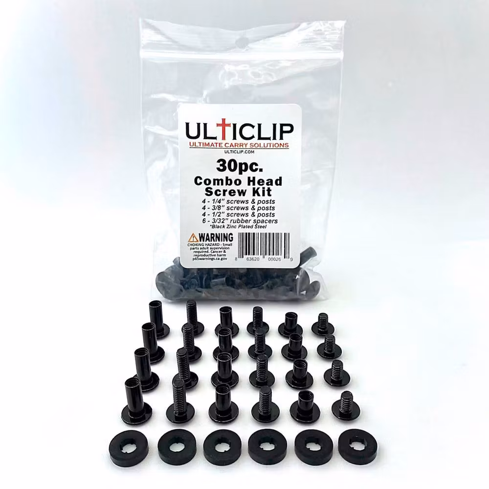 Ulticlip Skruvpaket med 30 delar: skruvar, hylsor och gummidistanser