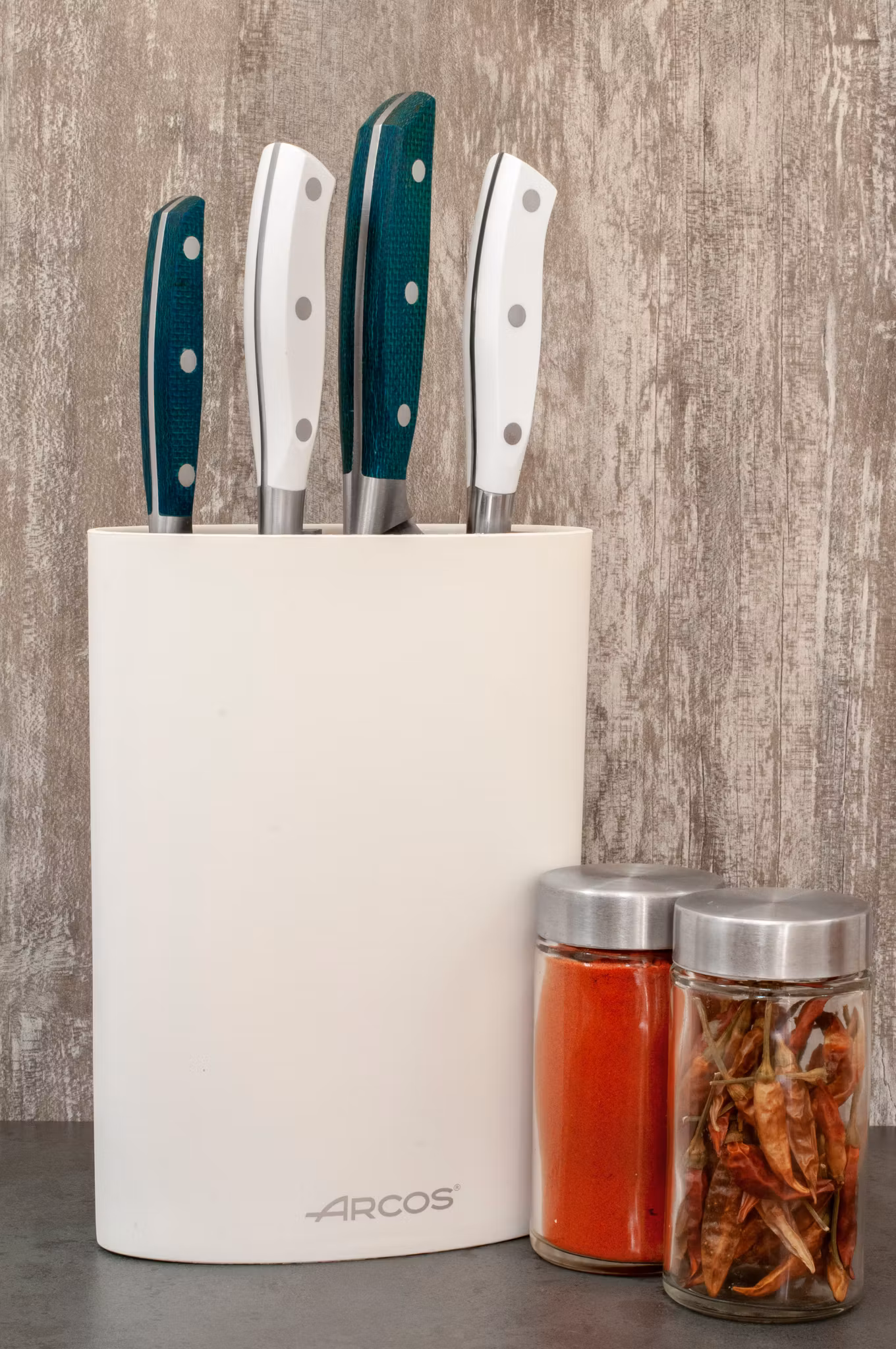 Arcos Taco Knivblock Universal Oval Vit