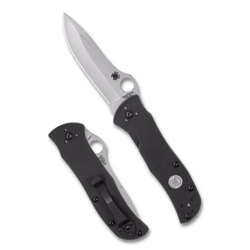 Spyderco Starmate fällkniv med svart G10-handtag och satinerat hålslipat blad