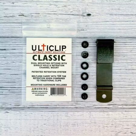 Ulticlip Classic svartoxiderat clip i fjäderstål för knivslida