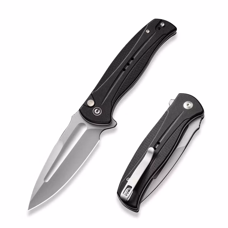 CIVIVI Incindie fällkniv med ljust spear point-blad och svart G10-handtag