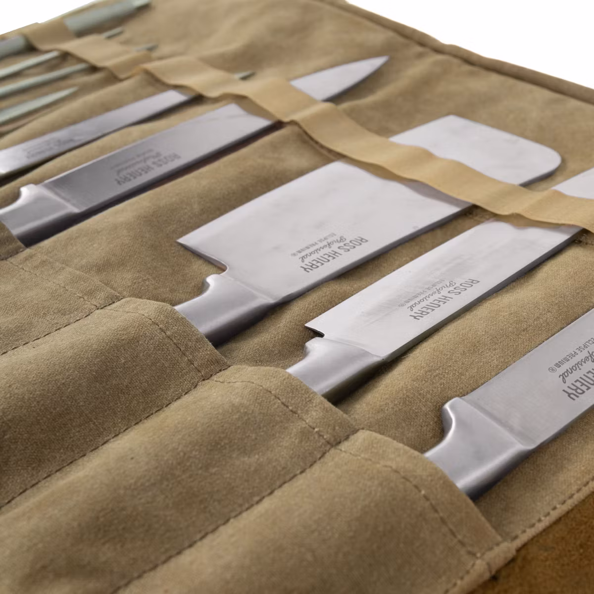 Alaskan Maker Knivrulle Canvas/Läder för 9 knivar Sand