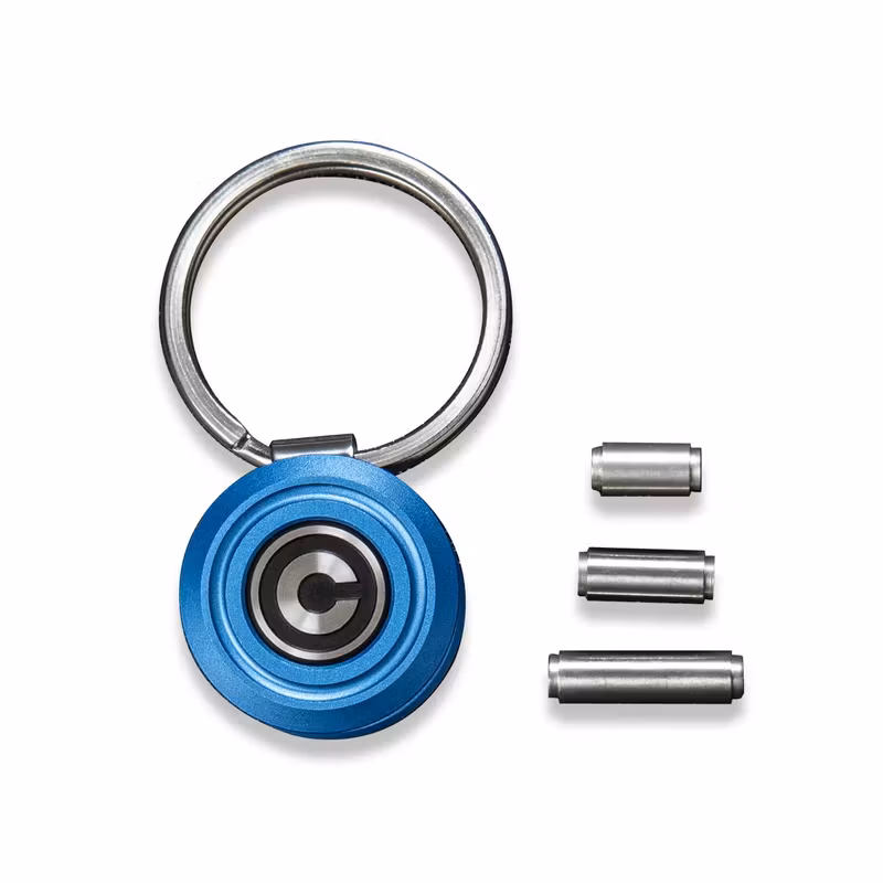 CIVIVI Key Coin nyckelorganiserare med blå aluminiumlock och blank nyckelring i stål