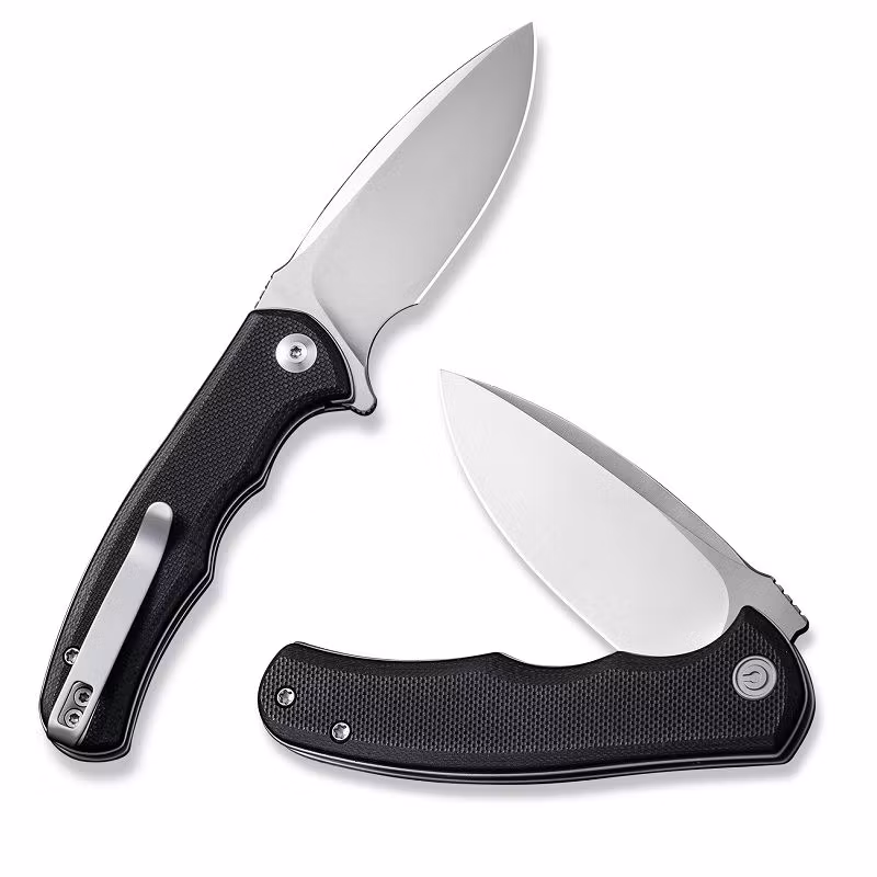 CIVIVI Mini Praxis fällkniv med svart G10-handtag och satinslipat blad i D2