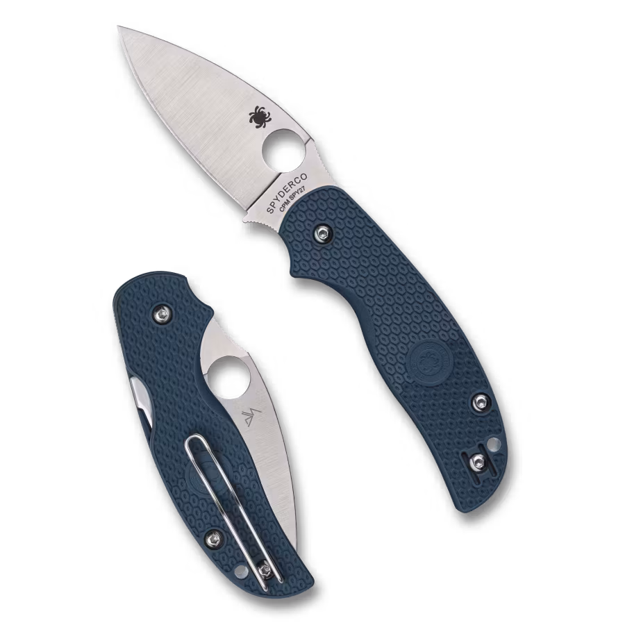 Spyderco Sage 5 Lightweight fällkniv med koboltblått FRN-handtag och blankt trådclip