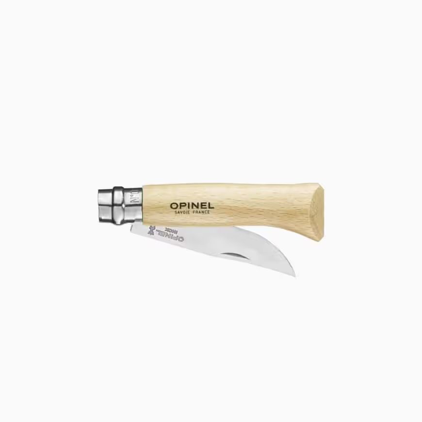 Opinel Fällkniv No8 i kolstål med trähandtag