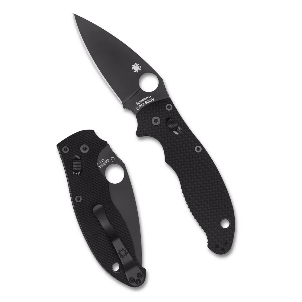 Spyderco Manix 2 Black Blade fällkniv med svart DLC-belagt blad och svart G10-handtag