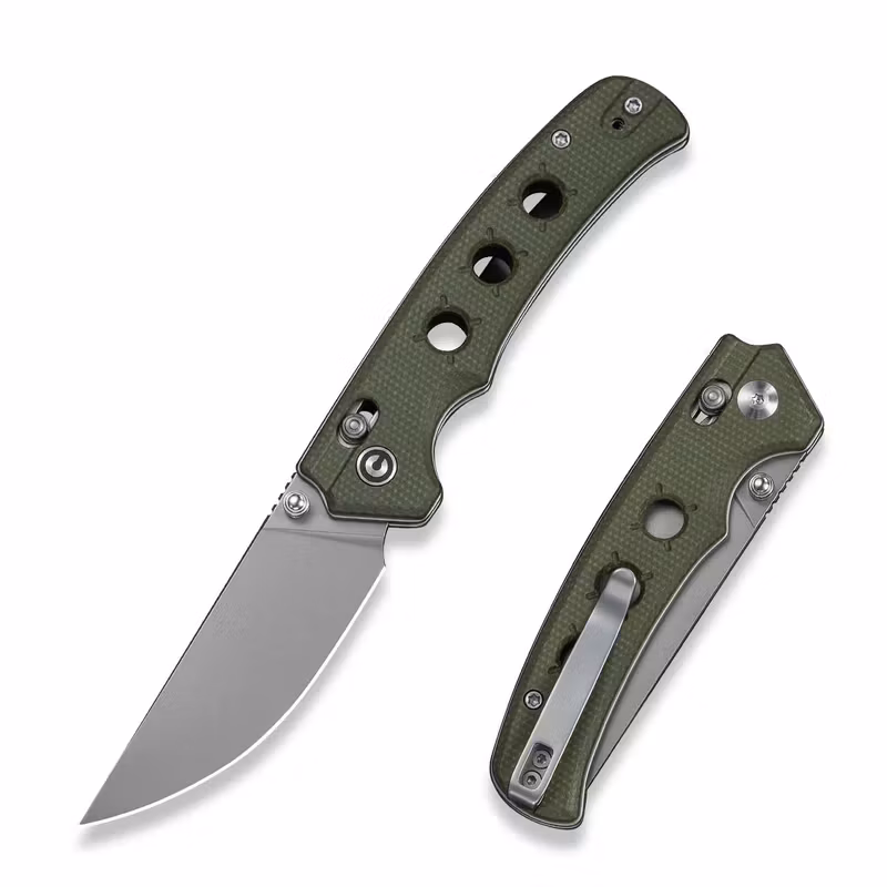 CIVIVI Noctis fällkniv med handtag i olivgrön canvas-Micarta och blad med rak rygg