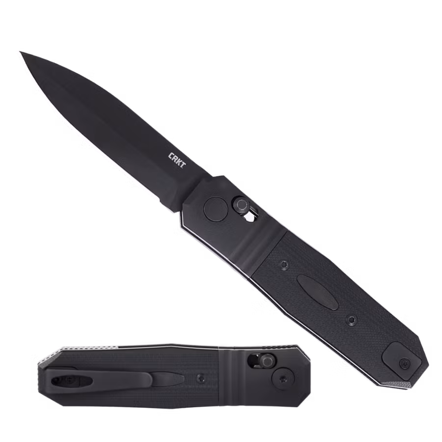 CRKT Redemption Compact Black helsvart fällkniv med Cerakote-belagt spjutblad och svart G10-handtag